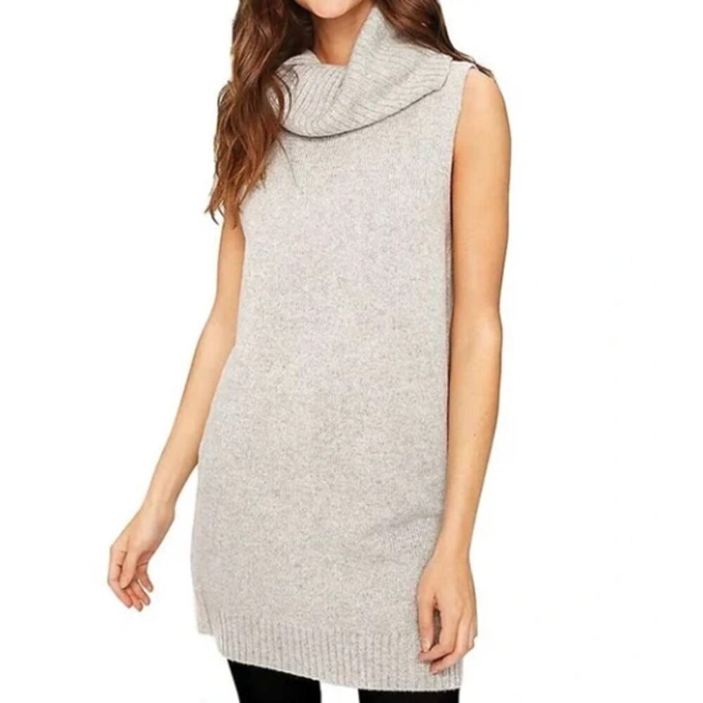 Lole Gray Wool Blend Sleeveless Cowl Neck Mini Sweater Dress Medium